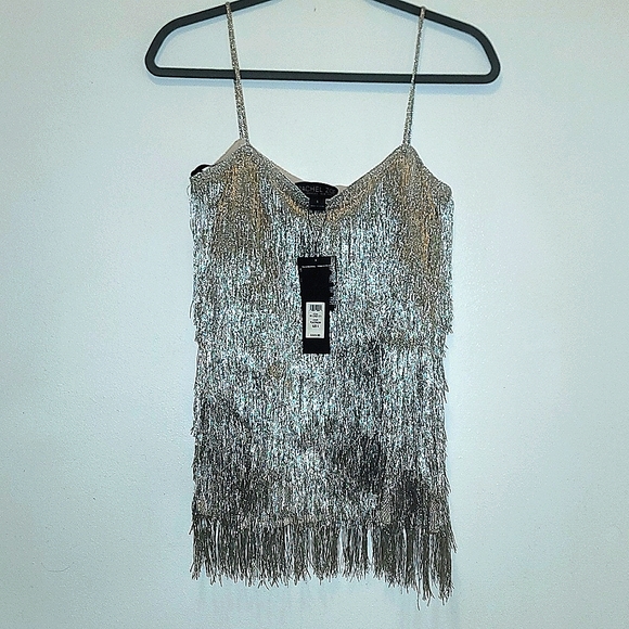 Rachel Zoe fringe metallic blouse - Picture 3 of 7